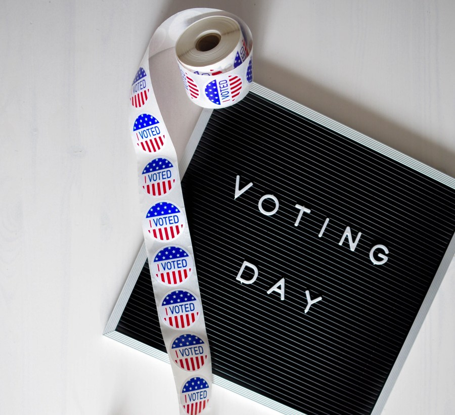 Voting Day Board and roll of voting stickers